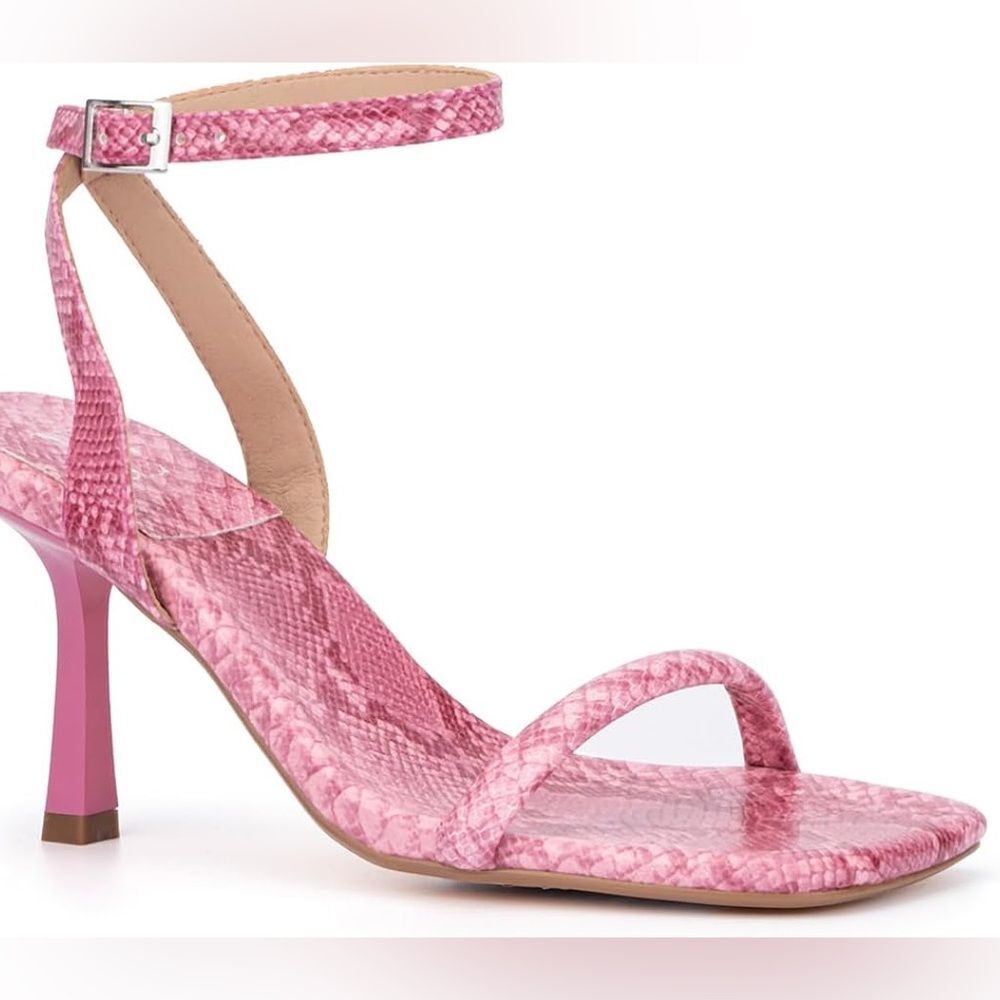 New York & Company Women's Heels Snakeskin Pink Strappy Barbiecore NWT Size 9